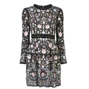 NWT Needle & Thread Floral Whisper Black Embroidered Beaded Dress Multi Size 4
